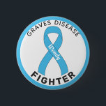 Graves Disease Fighter Ribbon White Button<br><div class="desc">Graves Disease Fighter Ribbon White Button for awareness and support for people fighting graves disease.</div>