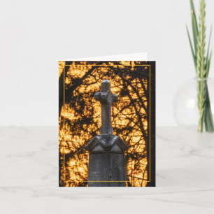 Gravestone Cross With Sunset Card