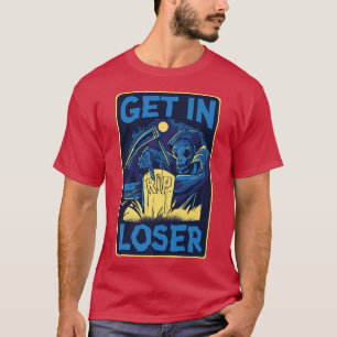 Gravestone Dead Halloween Grim Reaper Skeleton Gif T-Shirt