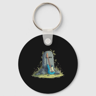 Gravestone Rock with Cool Guitar Costume Key Ring