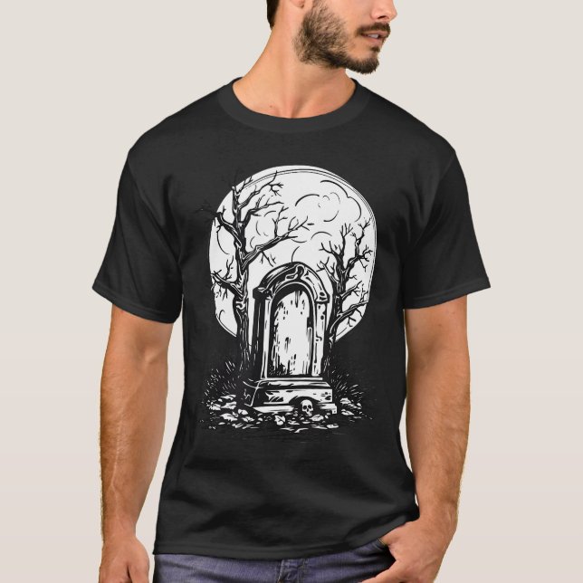 Gravestones Halloween Scary Graveyard Trick Or Tre T-Shirt (Front)