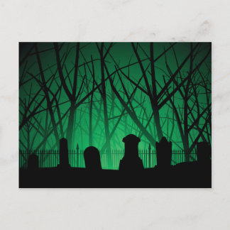Graveyard And Trees Background Postcard
