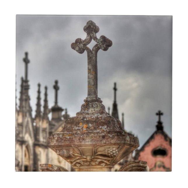 Graveyard cross close-up, Portugal Tile (Front)