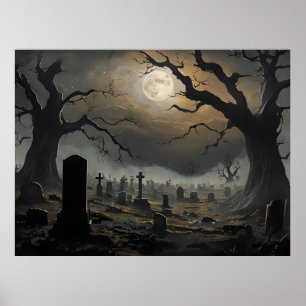 Graveyard Dawn – Haunted Cemetery Poster