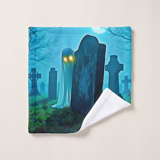 Graveyard Ghost's Eerie Glimpse Bath Towel Set (Wash Cloth)