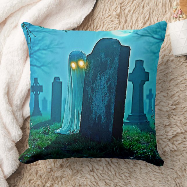 Graveyard Ghost's Eerie Glimpse Cushion (Blanket)