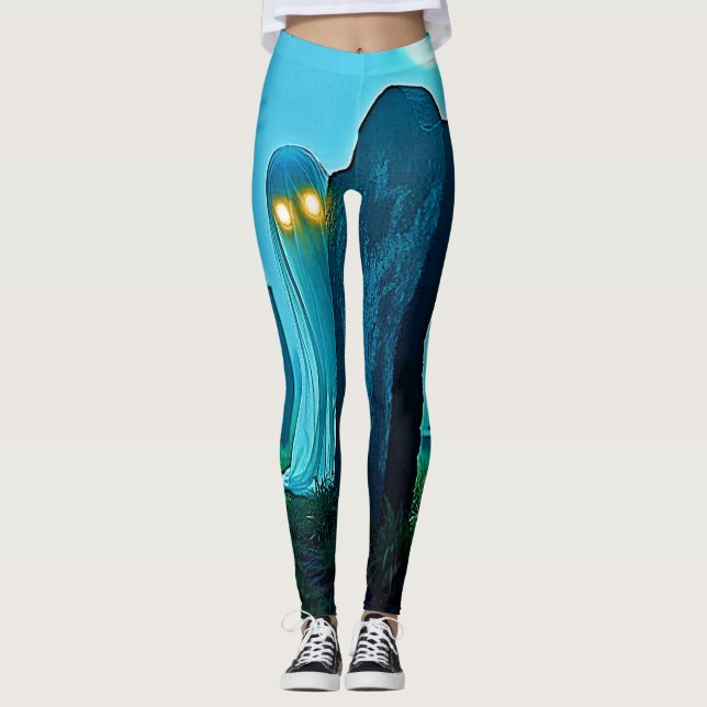 Graveyard Ghost's Eerie Glimpse Leggings (Front)