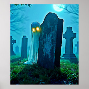 Graveyard Ghost's Eerie Glimpse Poster