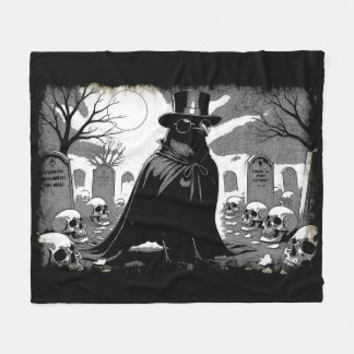 Graveyard Guardian - Raven Gothic Halloween Art Fleece Blanket