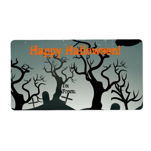 Graveyard Halloween Gift Tag Label (Front)