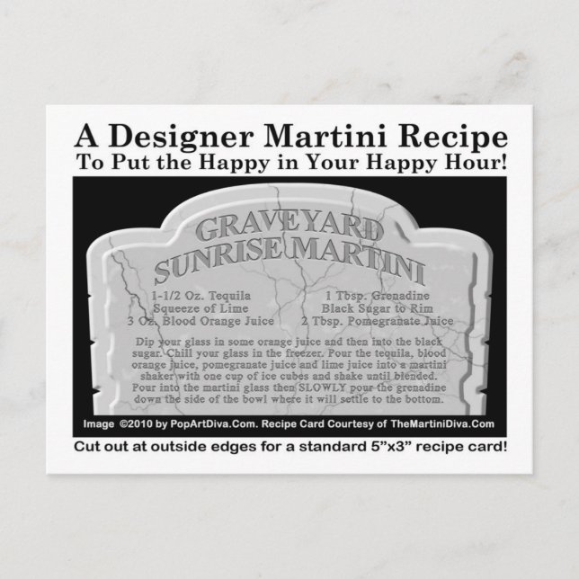Graveyard Halloween Martini Recipe Postcard (Front)