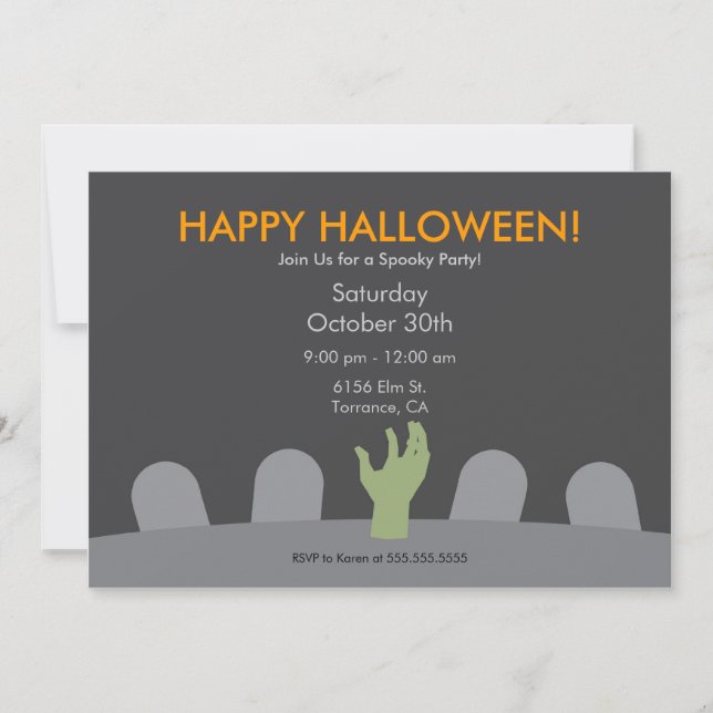 Graveyard Halloween Party Invitation (Front)