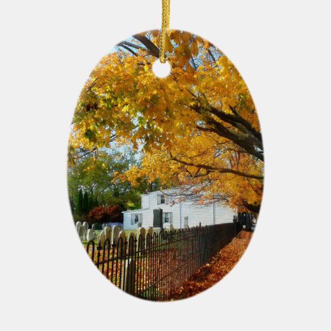 Graveyard in Autumn Ceramic Tree Decoration (Front)