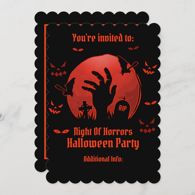 Graveyard Moon Halloween Invitation (Front/Back)