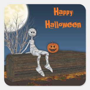 Graveyard Mummy,  Halloween Square Sticker