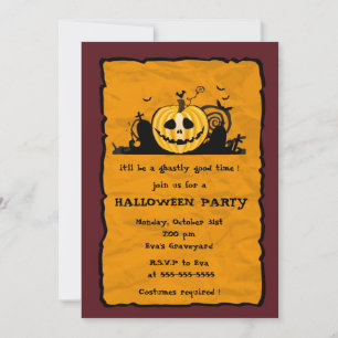 Graveyard Pumpkin -halloween party invitation