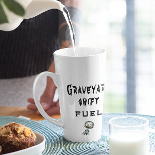 Graveyard Shift Fuel White Halloween  Latte Mug
