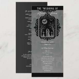 Graveyard Vows Black & Grey Gothic Wedding Program Menu