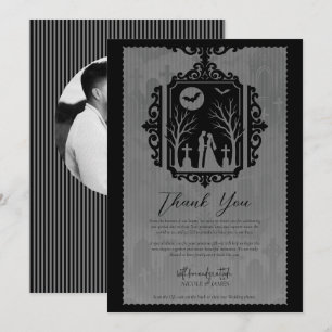 Graveyard Vows Black & Grey Gothic Wedding RSVP Invitation