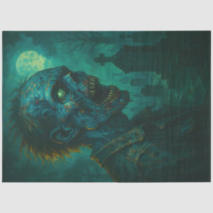 Graveyard Zombie Under Full Moon   Gothic Undead  Tissue Paper