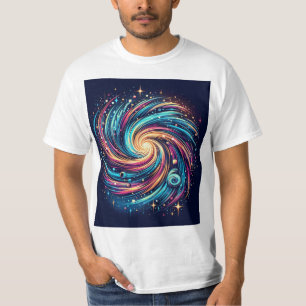 Gravity in Motion: Colourful Swirling Galaxy tshir T-Shirt