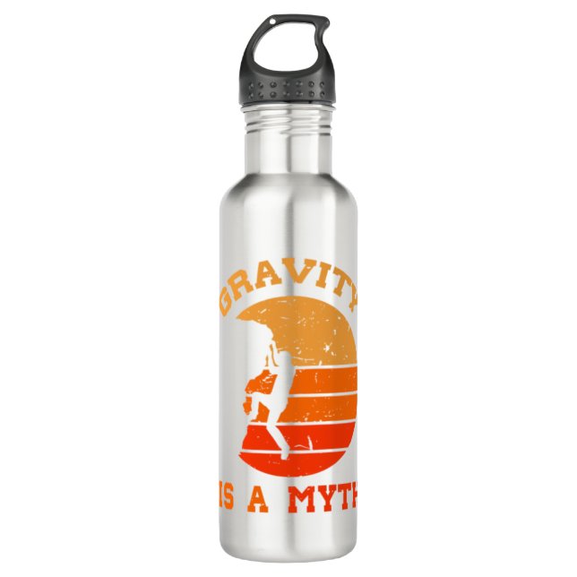 Gravity Is A Myth Mountain Rock Climbing 710 Ml Water Bottle (Front)
