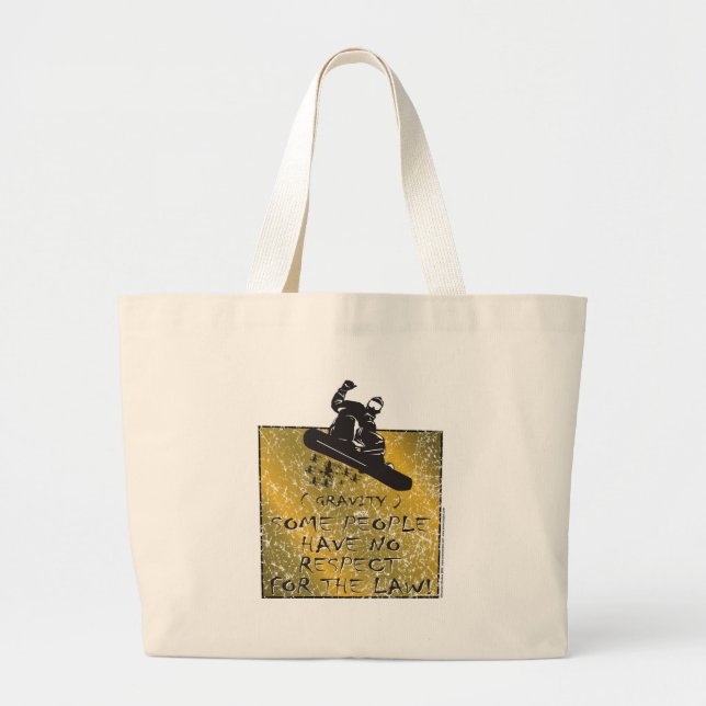 Gravity-Snowboarder Large Tote Bag (Front)
