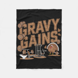 Gravy Gains Thanksgiving Gym Workout Fleece Blanket