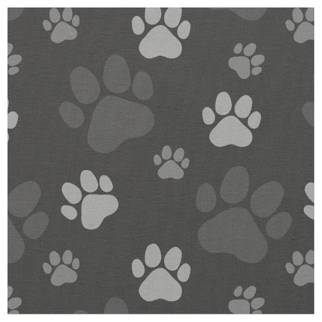 Gray and Black Cat Paw Pattern Fabric (Close Up)