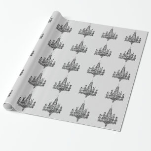 Gray and Black Chandeliers Wrapping Paper