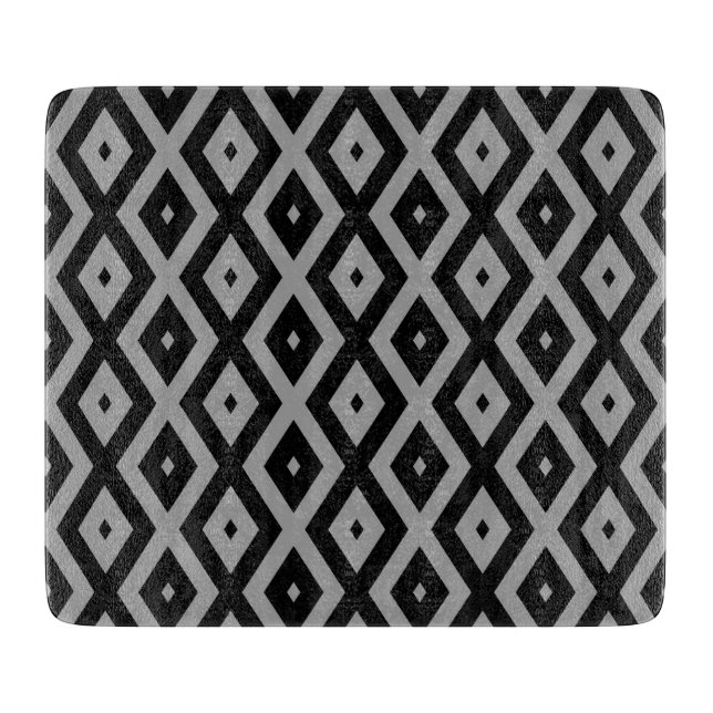 Gray and black diamond pattern cutting board (Front)