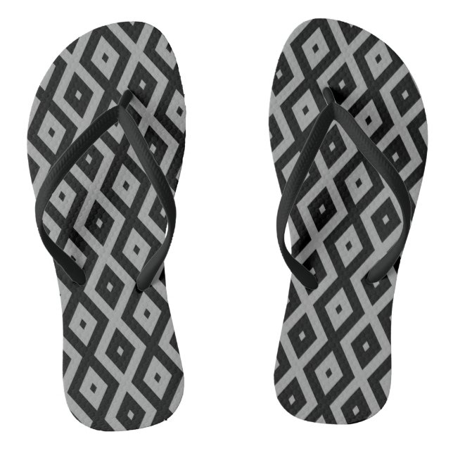 Gray and black diamond pattern jandals (Footbed)