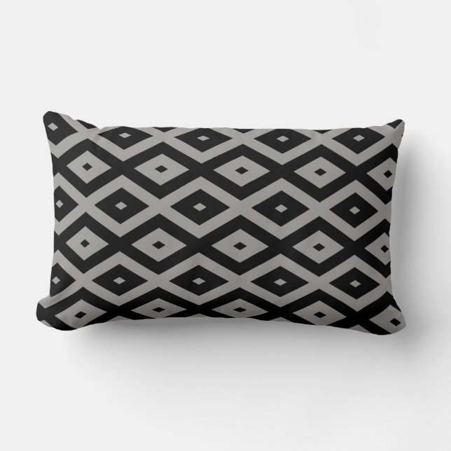 Gray and black diamond pattern lumbar cushion (Front)