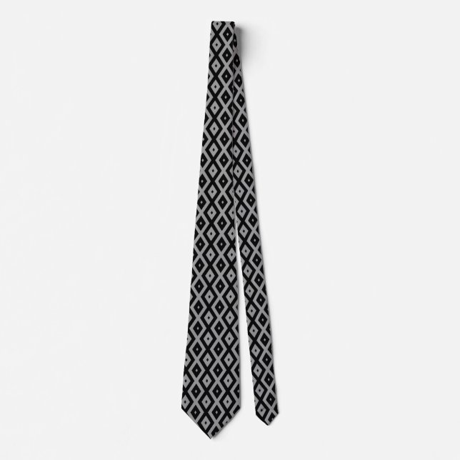 Gray and black diamond pattern tie (Front)