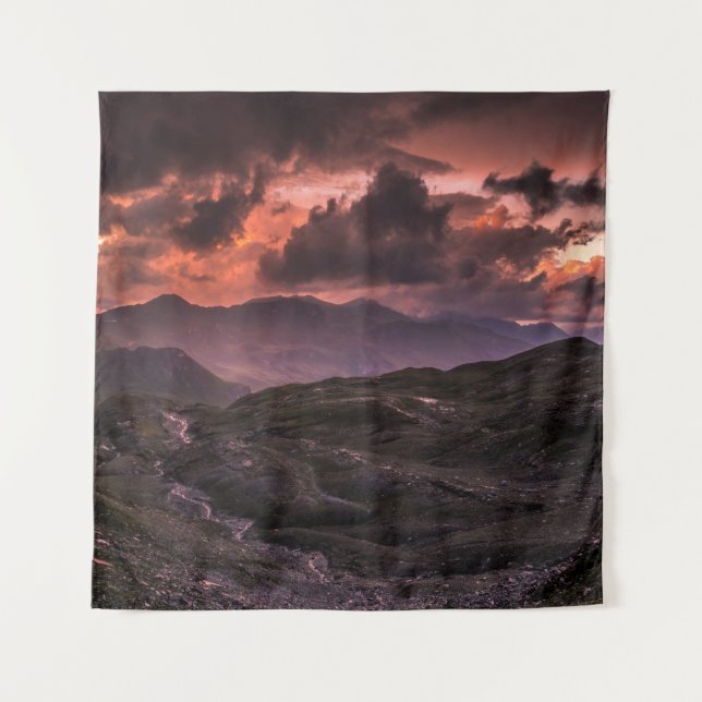 GRAY AND BLACK MOUNTAINS UNDER CLOUDY SKY DURING D TAPESTRY (Front)