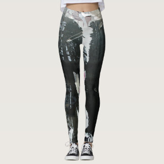 Gray and Black photo Leggings