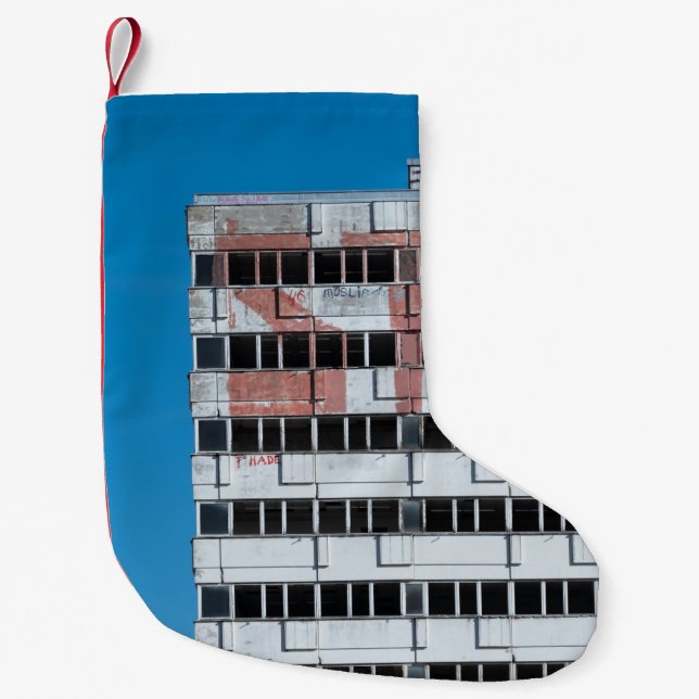 GRAY AND BLACK POST LAMP SMALL CHRISTMAS STOCKING (Front)