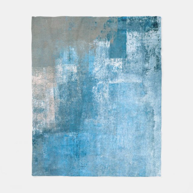 Gray and Blue Abstract Art Paintingabstract, paint Fleece Blanket (Front)