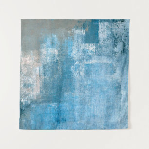 Gray and Blue Abstract Art Paintingabstract, paint Tapestry