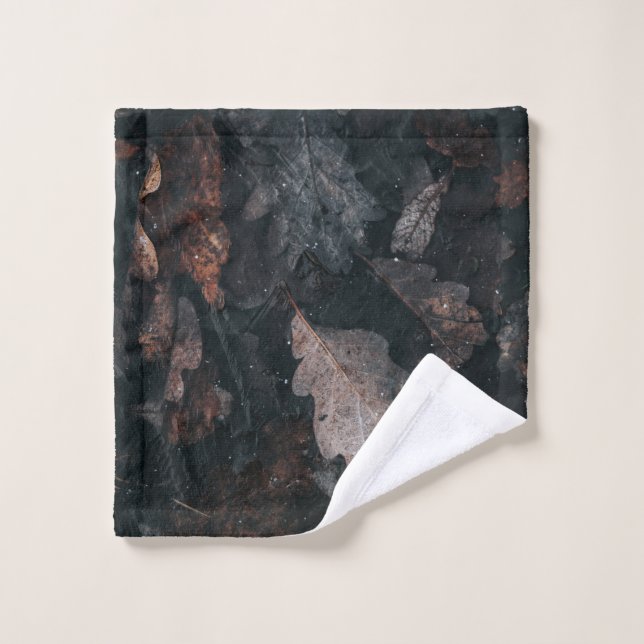 Gray and brown withered leaves wash cloth (Wash Cloth)