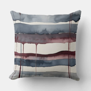 Gray and Burgundy Watercolor Cushion