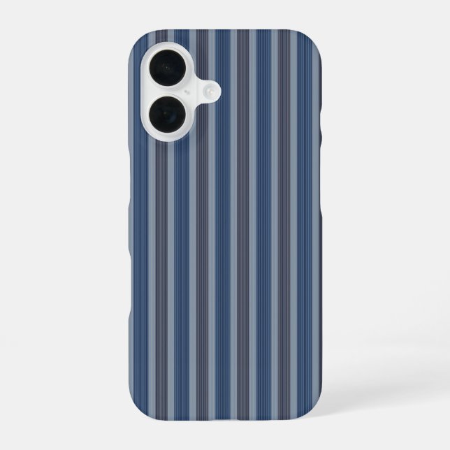 gray and denim pinstripes iPhone 16 case (Back)