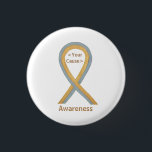 Gray and Gold Awareness Ribbon Button Pins<br><div class="desc">Gold is for childhood cancer and gray is for brain cancer. Together they show support for pediatric brain cancers. Awareness pin features the painting of a gold and gray awareness ribbon angel on a custom button pendant. Gray and gold awareness angel ribbon art lapel pins or buttons can be customized...</div>