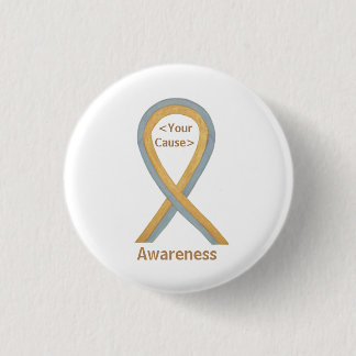 Gray and Gold Awareness Ribbon Button Pins
