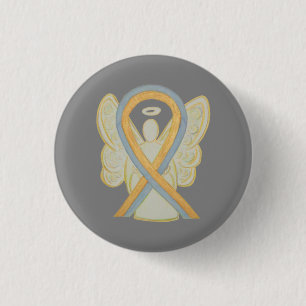 Gray and Gold Awareness Ribbon Custom Angel Pins