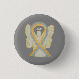 Gray and Gold Awareness Ribbon Custom Angel Pins