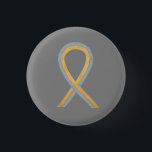 Gray and Gold Awareness Ribbon Custom Button Pins<br><div class="desc">Gold is for childhood cancer and gray is for brain cancer. Together they show support for pediatric brain cancers. Awareness pin features the painting of a gold and gray awareness ribbon on a custom button pendant. Gray and gold awareness ribbon art lapel pins or buttons can be customized with personalized...</div>