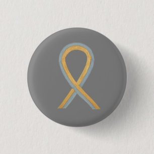 Gray and Gold Awareness Ribbon Custom Button Pins