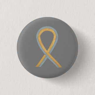 Gray and Gold Awareness Ribbon Custom Button Pins