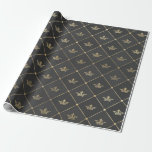 Gray and Gold Foil Paris Crown Wrapping Paper<br><div class="desc">Gray and gold crown pattern wrapping paper.</div>